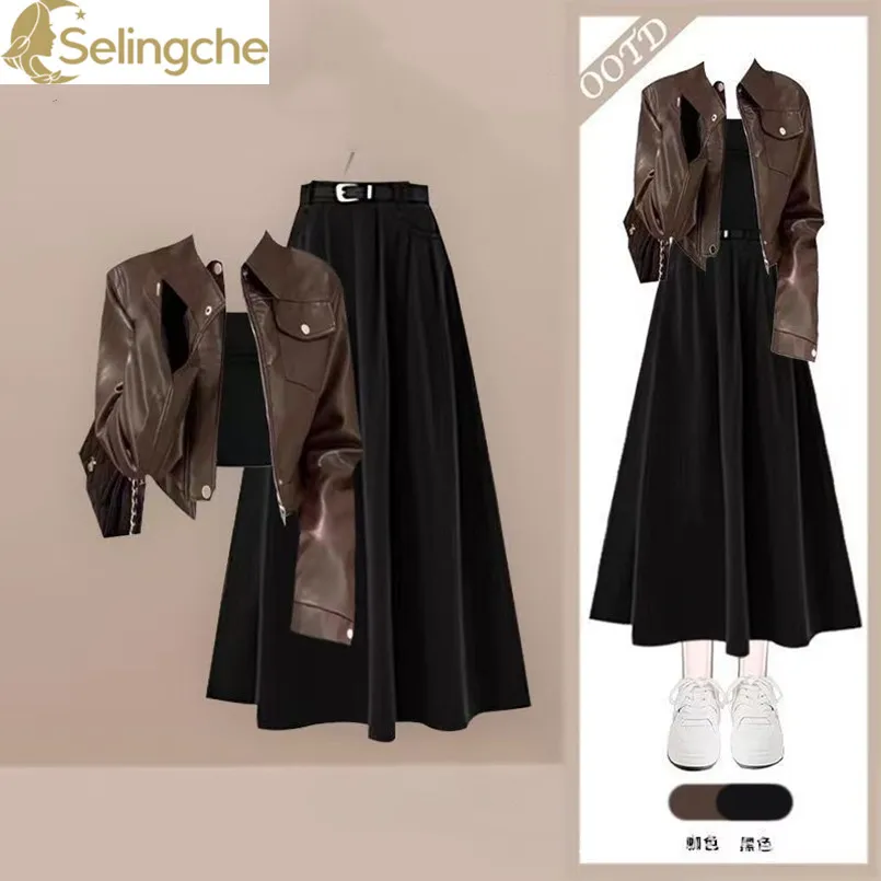 

Spring and Autumn New Korean Version Slimming Jacket Vest+temperament Skirt Three Piece Set