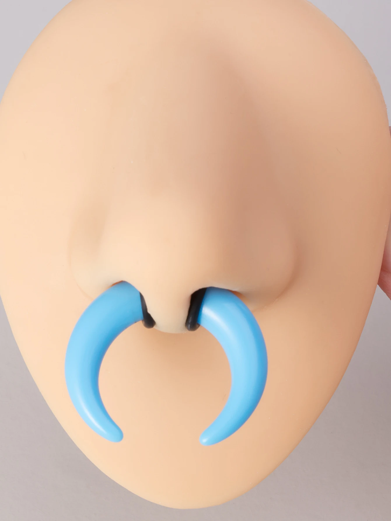 1 Paar große Büffelhorn Septum Ring Piercing weiß Auqa Acryl Ohr Kegel Keil Expander Punk Körperschmuck – Detail 2