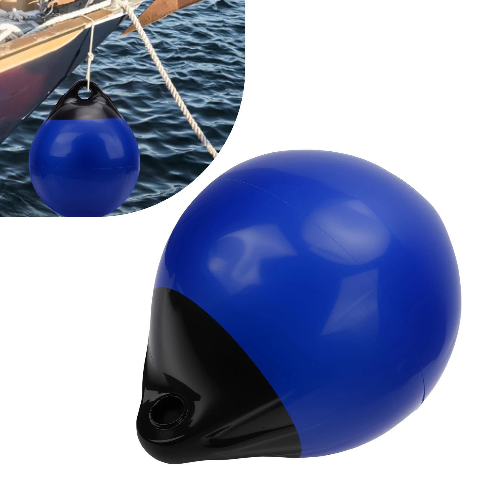 

Inflatable Boat Mooring Buoy High Strength PVC Round Boat Bumper Ball for Yachts Boats Mooring Black Head Blue