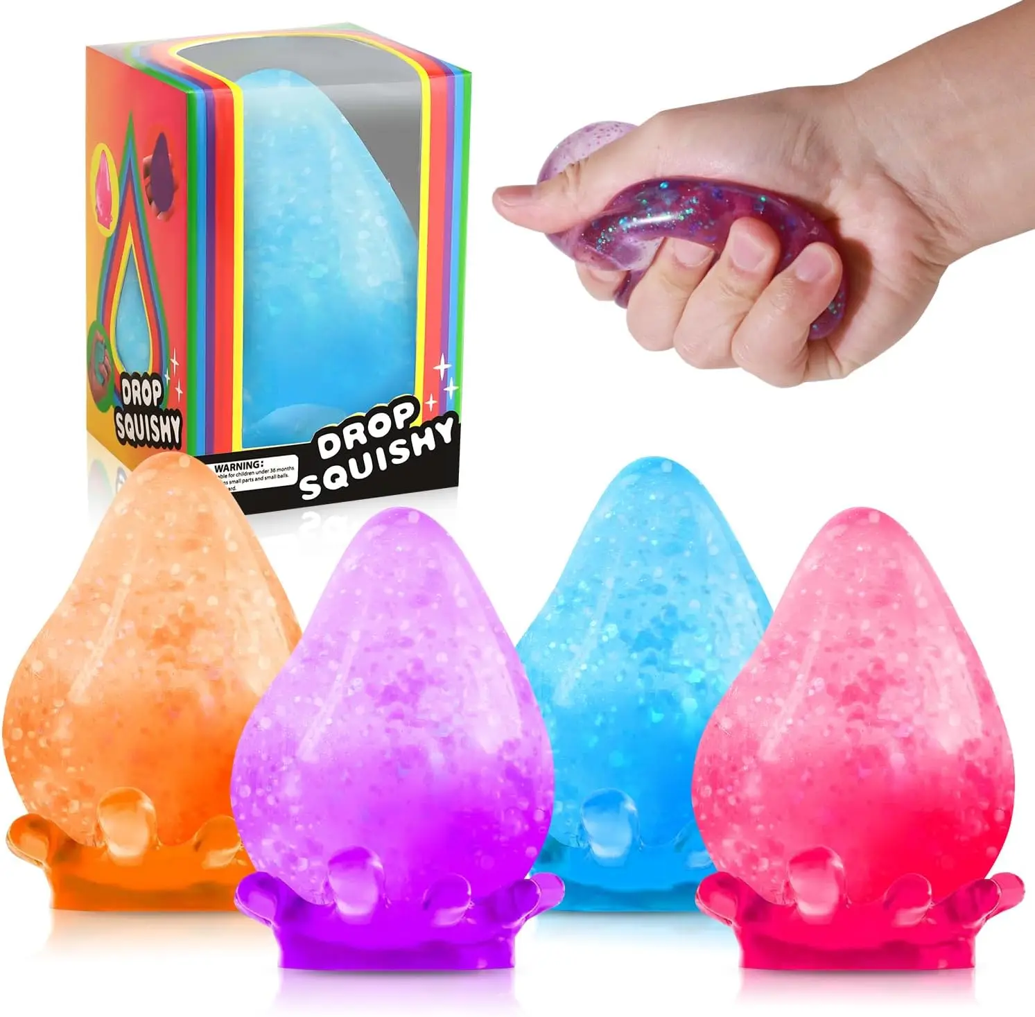 

Набор из 4 мягких игрушек-антистресс для детей и взрослых, сенсорные игрушки-фиджеты с блестящим наполнителем, для снятия тревоги