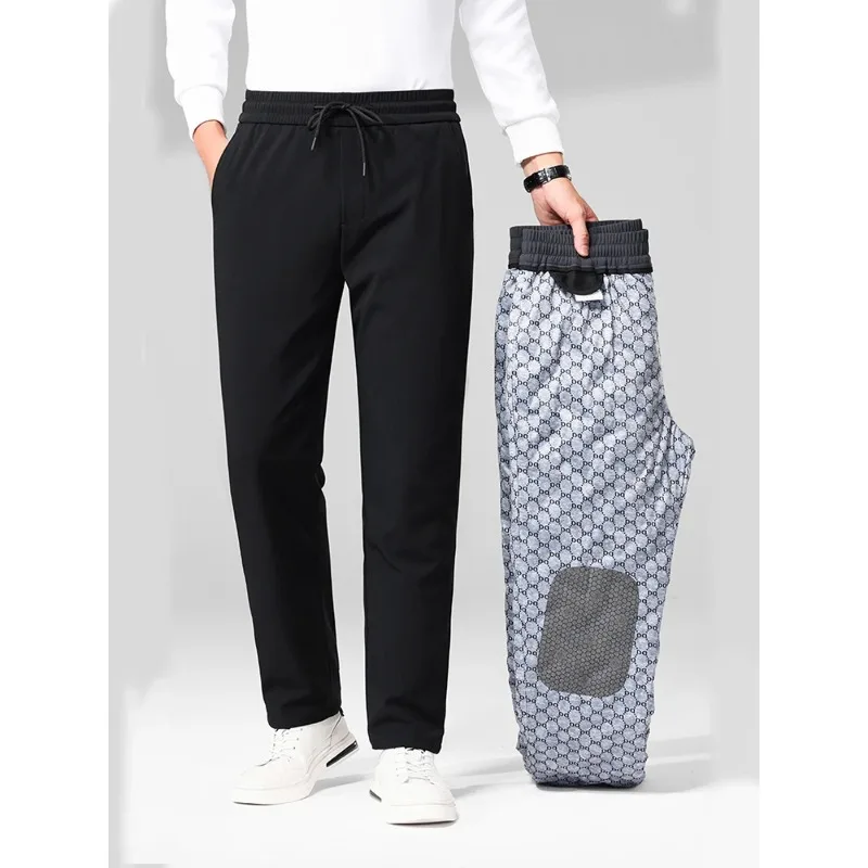 

Men's Goose Down Pants 2025 Winter Elastic Waist Outer Wear Cold-proof Casual Down Pants New Thickened Warm Straight Pants