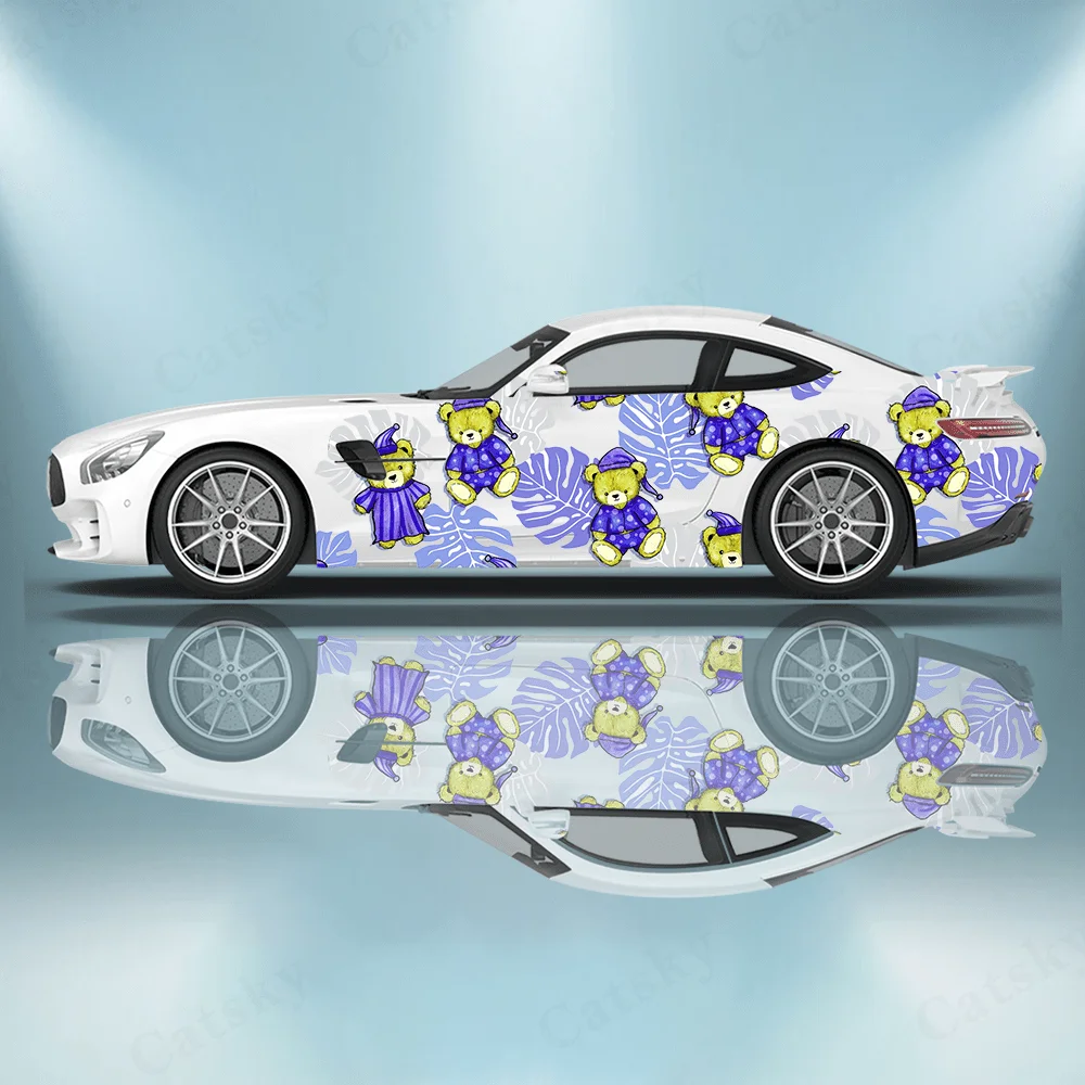 

Sleeping suit doll cartoon bear sticker car sticker full body floral decoration covering scratches protect car sticker waterproo