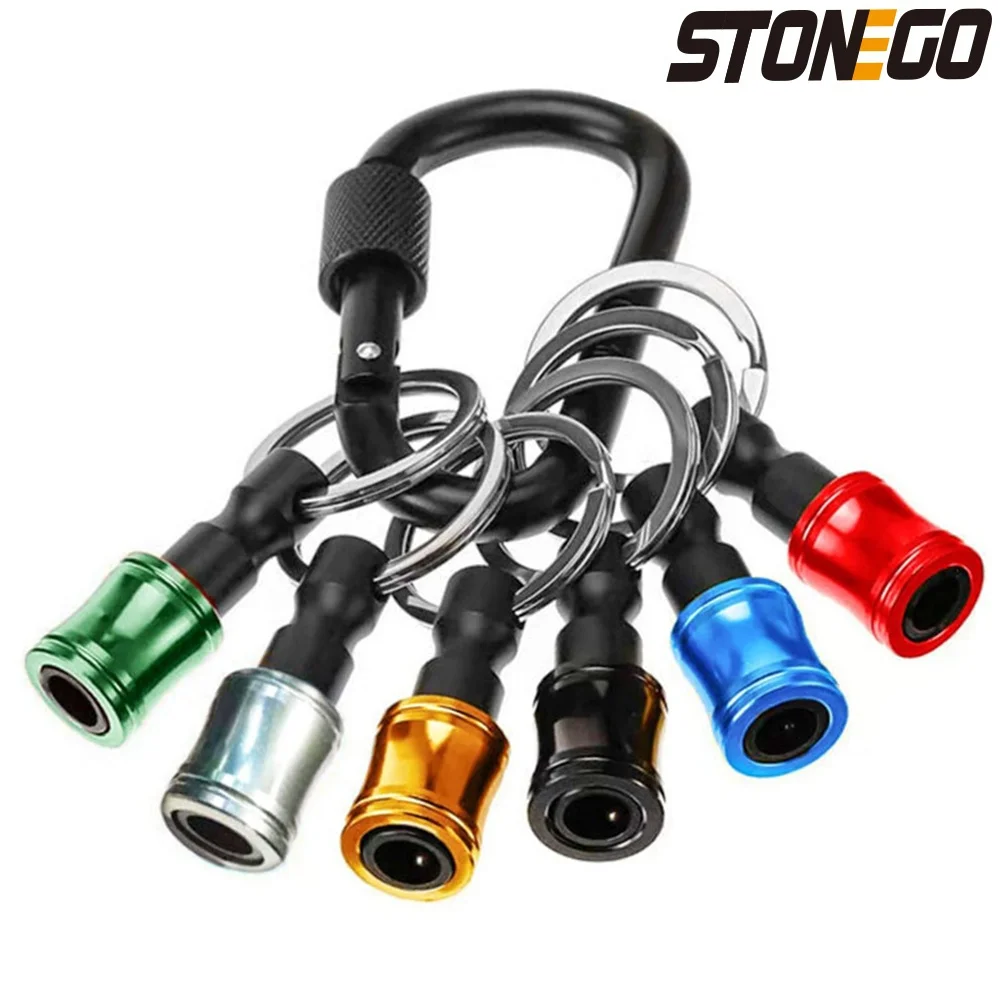 STONEGO 6Pcs/Set 1/4 Inch Hex Shank Keychain Extension Bar Screwdriver Bits Holder Socket Adapter, Fast Change Bit Holder