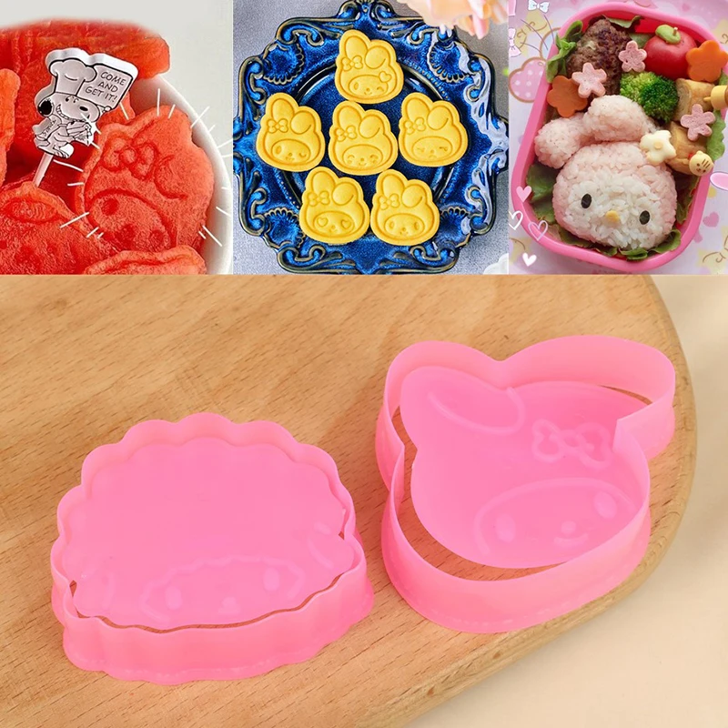 Sanrio-Molde de bola de arroz con forma de melodía, molde de sandía, molde para galletas, moldes Bento en relieve, herramienta de bricolaje, accesorios de cocina