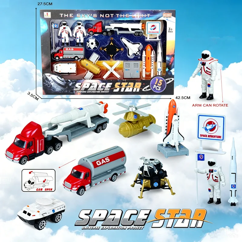 1:72 Alloy Space Shuttle 15PCS Set Combination, Carrier Launch Rocket Model Toy Collection Ornament Die Casting Locomotive Toy