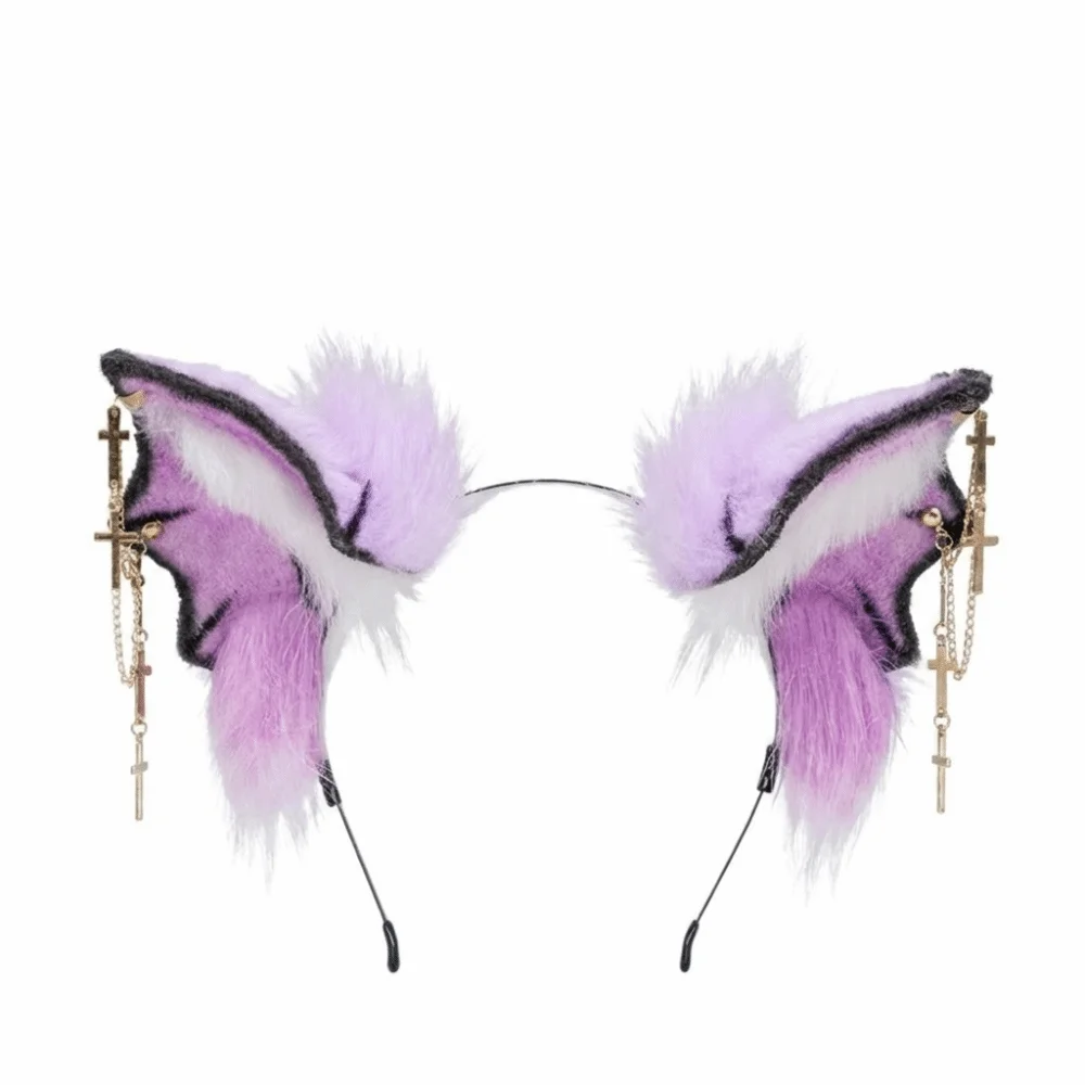 Cute Bat Beast Ears Headband Animal Furry Lolita Ears Headwear Reusable Faux Furs Gothic Headband Festival