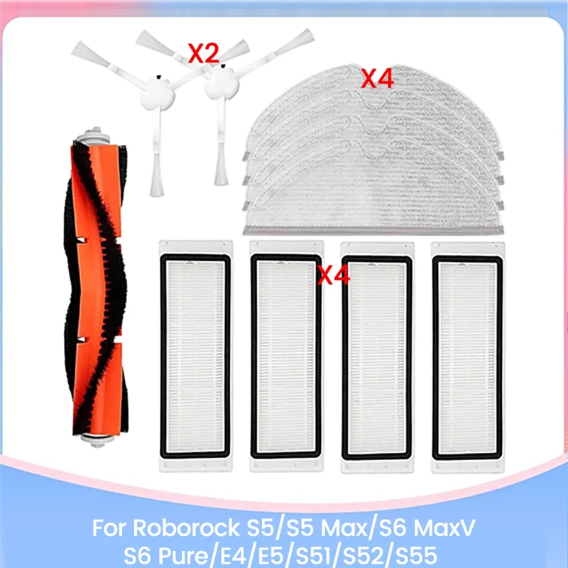 【Горячий торт】Для Roborock S5/S5 Max/S6 Maxv/S6 Pure/E4/E5/S51/S52/S55 Запасные части Щетка-фильтр и комплект ткани для швабры