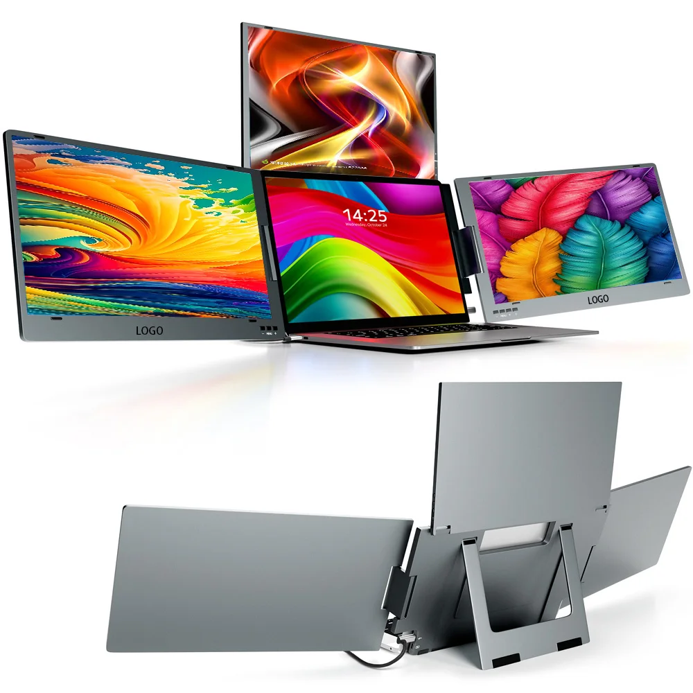 OEM Fábrica Personalizada 14 Polegadas 1920*1080P LCD Tela de Exibição Portátil Monitor de Laptop Monitor Extensor de Monitor Triplo Duplo