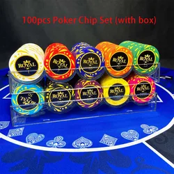 100pcs Clay Texas Hold'em Poker Chip Set 40mm Casino Card Game Baccarat Entertainment Game Coins 5 Denominations Each 20PCS