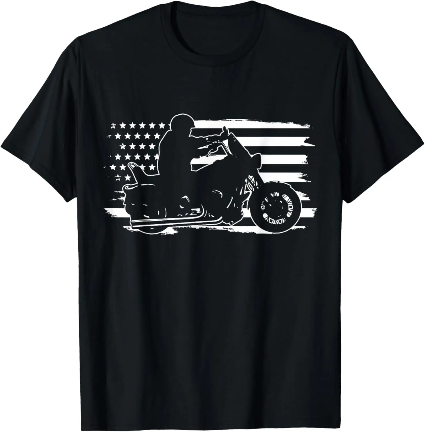 

Patriotic Motorcycle Vintage American US Flag Biker T-Shirt Motorcycle