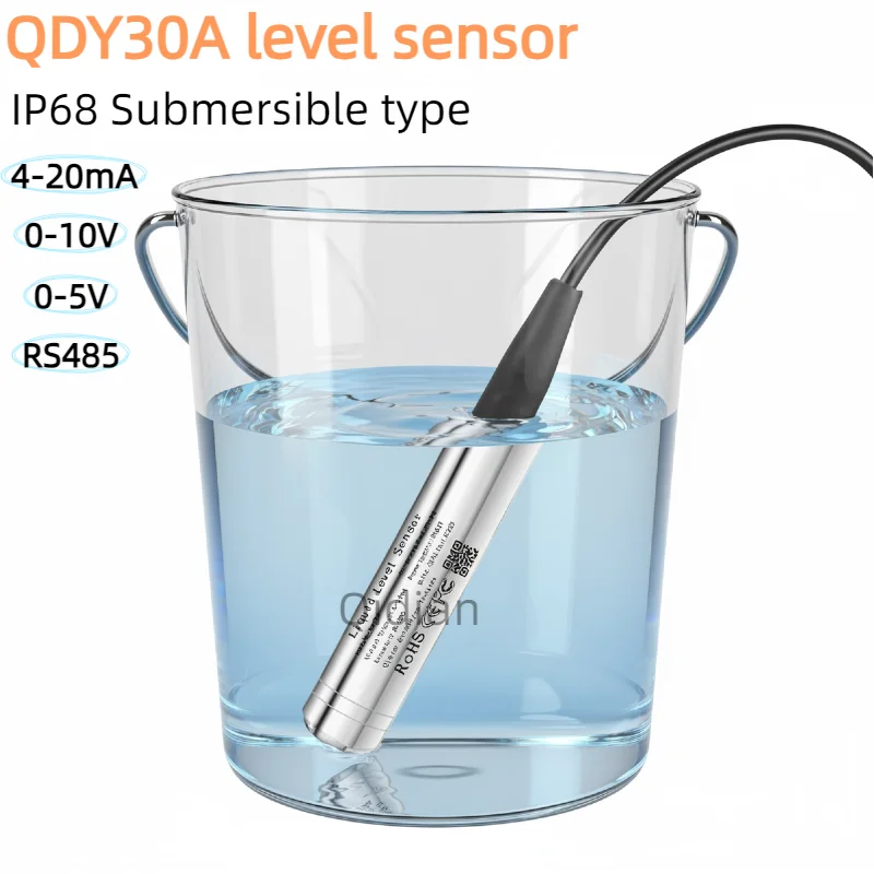 1M 2M 3M 5M Range Water Tank Level Sensor DC24V Power 4-20mA 0-10V 0-3.3V RS485 Submersible Water Level Sensor Transmitter