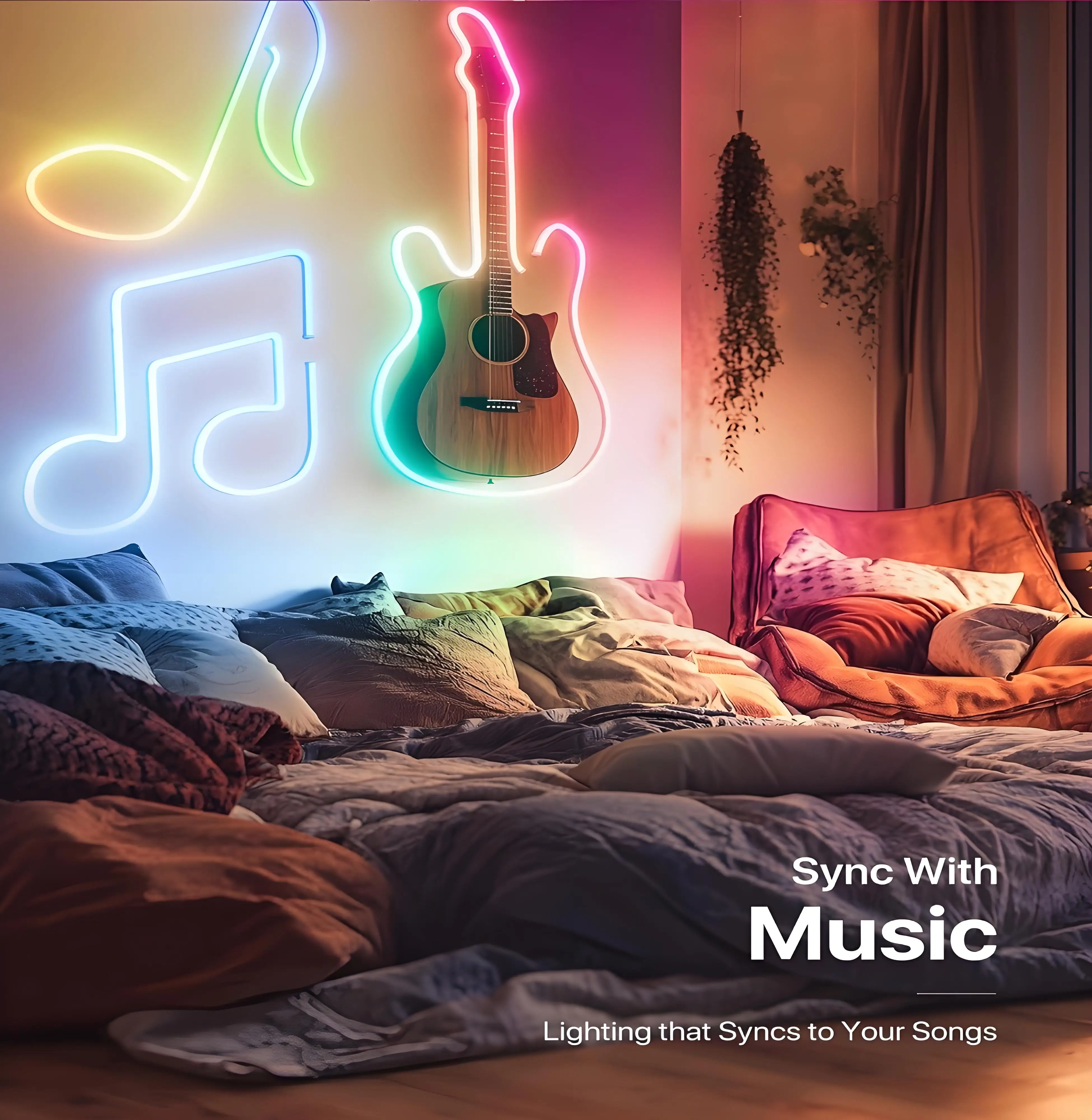 RGBIC LED Neon Strip Lights, Bluetooth App & Remote Control, Music Sync, IP65 Waterproof, for Bedroom, Gaming Room, Home Decor