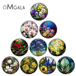 New blossom Flowers Clover Lotus rose Flower 10pcs 12mm/18mm/20mm/25mm Round Photo glass cabochon demo flat back Making findings