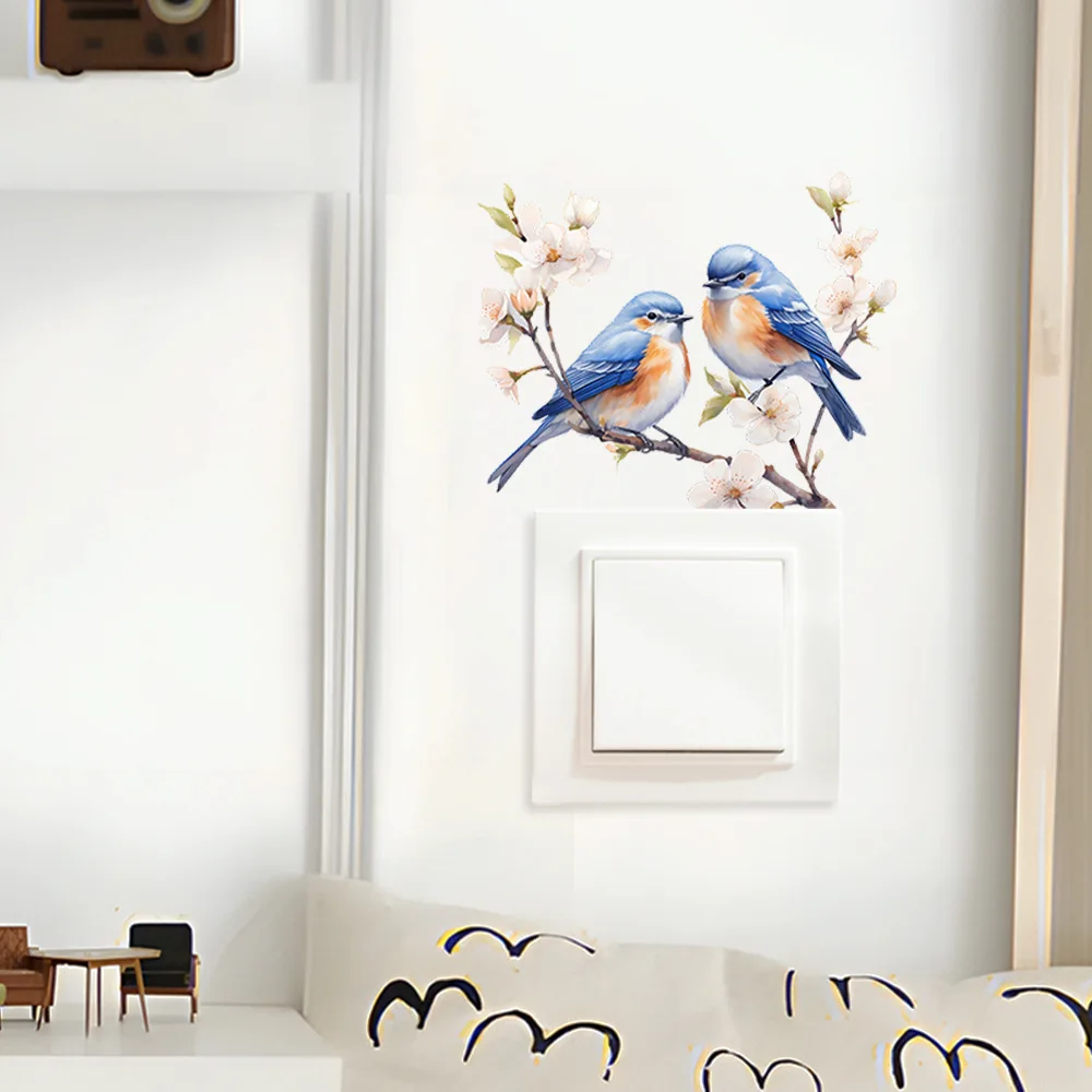 1pcs Painted Branches Bird Bedroom Living Room Switch Paste Home Decoration Beautify Wall Stickers Self-Paste