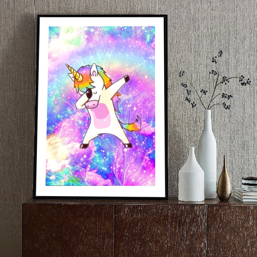 Rainbow Unicorn Dance 5D Diy Diamond Paintings Cartoon Animals Diamond Paintings Wall Art Handmade diamond Picture For Kids Gift