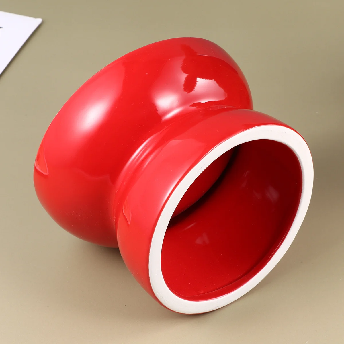 

Pet Ceramic Feeder High Quality Bowl Red Size L Non-Slip Design Healthy Use Easy Carry Travel Dog Puppy Food Dish