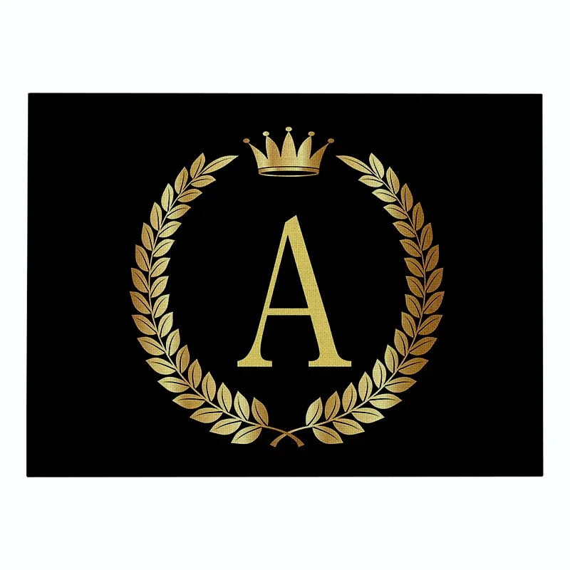 Golden Letters Kitchen Placemat Black Linen Table Mats Nordic Western Placemat Cup Mats Waterproof Drink Coasters