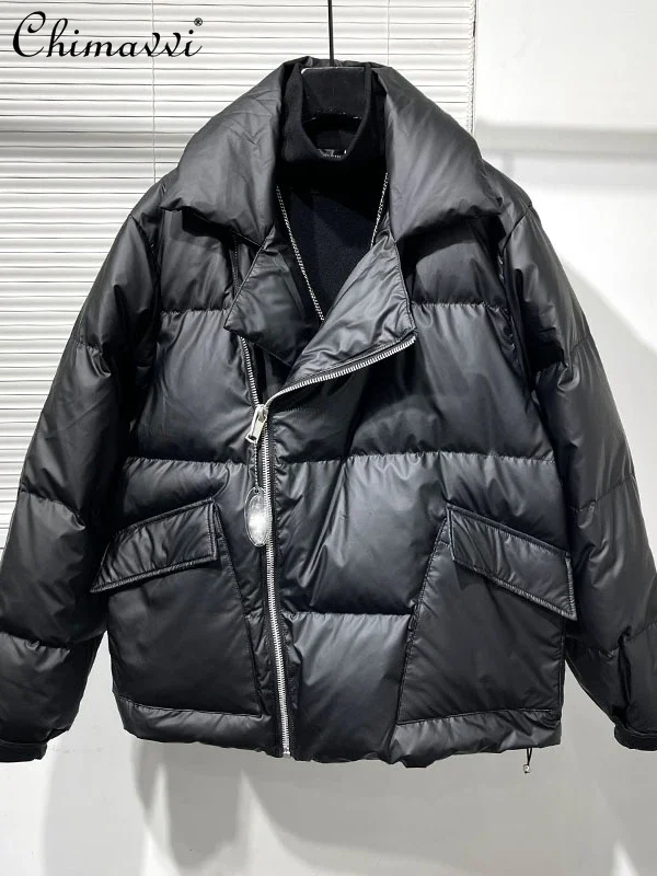 

Winter Clothes Thick Down Jacket Men's Personalized Large Lapel Workwear Warm Long Sleeves Jackets Loose Men's Top Fashion