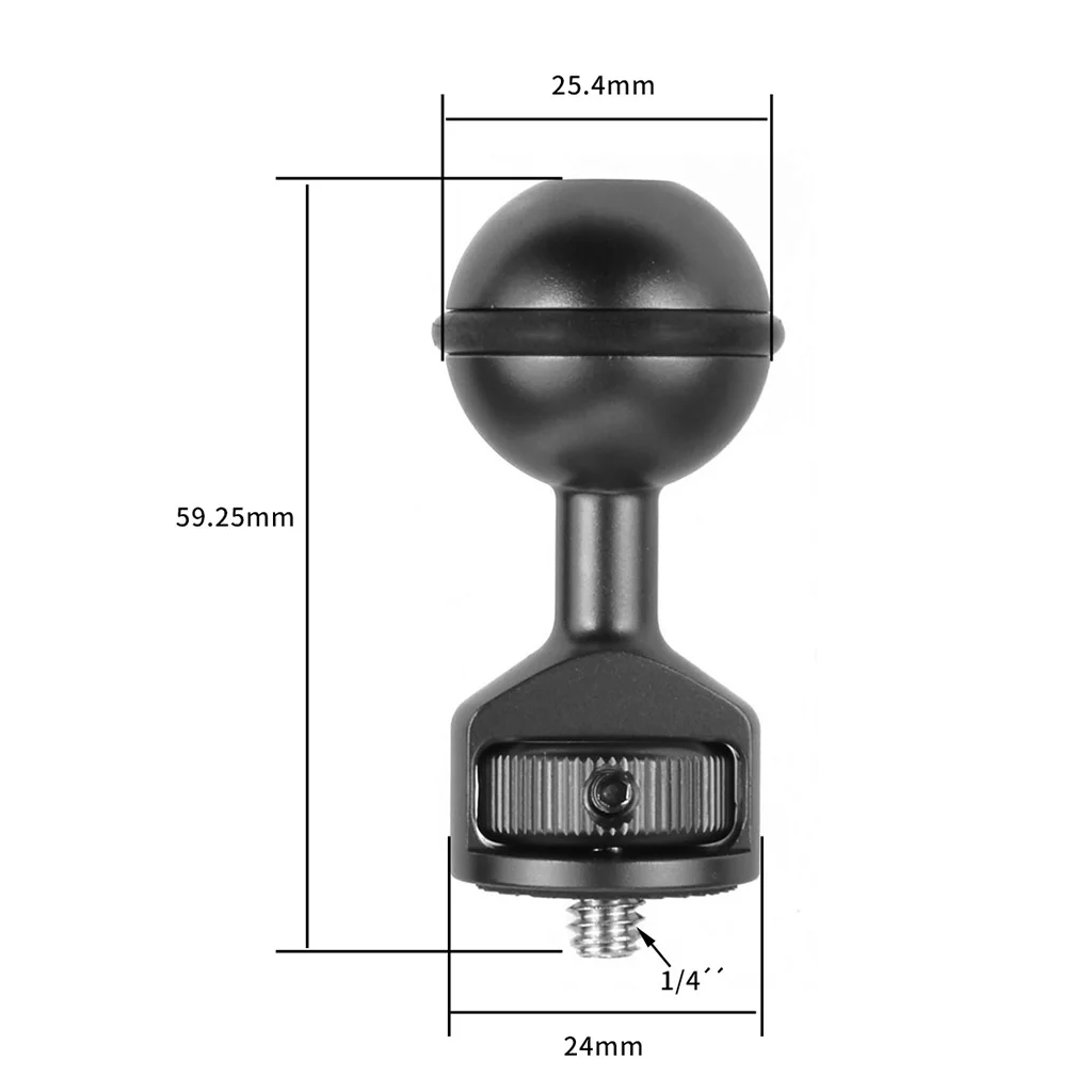 CNC-verstellbare 1-Zoll-Kugelkopfhalterung mit Kaltschuh-Basisadapter, Monitorhalter, magischer Arm für universelle Unterwasser-Action-Kamera – Detail 11