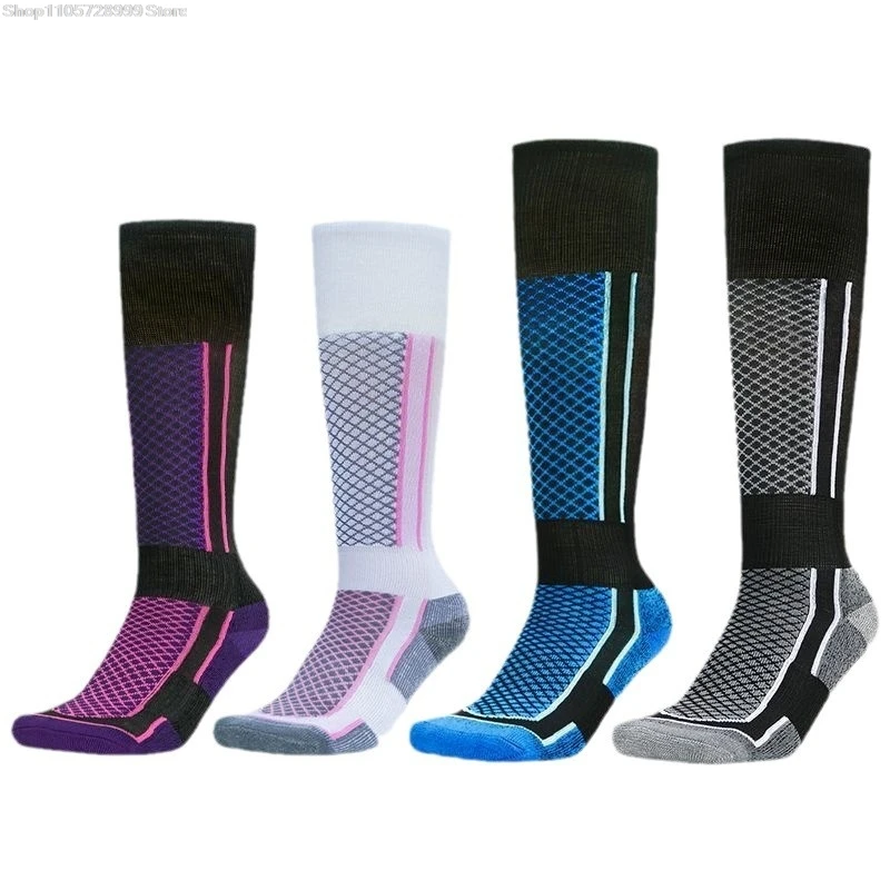 New Knee High Ski Socks Thermal Compression Thickened Anti-slip Moisture-wicking Breathable Socks for Cold Weather Winter Sports