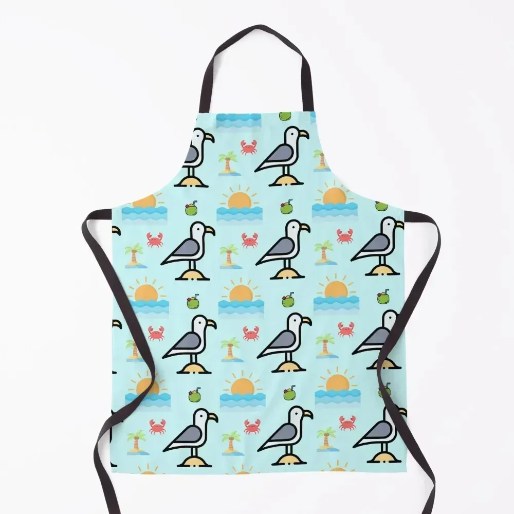 

Seagull at the beach bird pattern Apron work gowns for women cleaning Waterproof Kitchen For Women Kitchen Utensils Apron