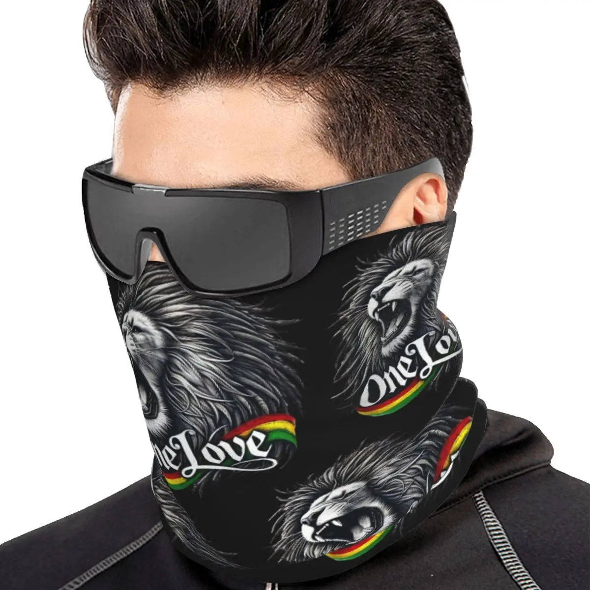 Rastafarian Amaiquina Reggae Rasta Lion Street Skullies Multifunctional Elastic Neck Gaiter Wind Proof Face Cover Bandana Unisex
