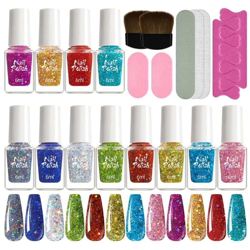 Juego esmalte uñas gel UV calidad salón E1YE, 12 colores, diseños salón manicura