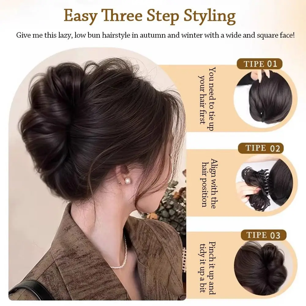 أدوات الشعر الاصطناعية كعكة الشعر مخلب كليب نابض بالحياة قطعة تصفيف شعر مستعار مشبك شعر رقيق للنساء
