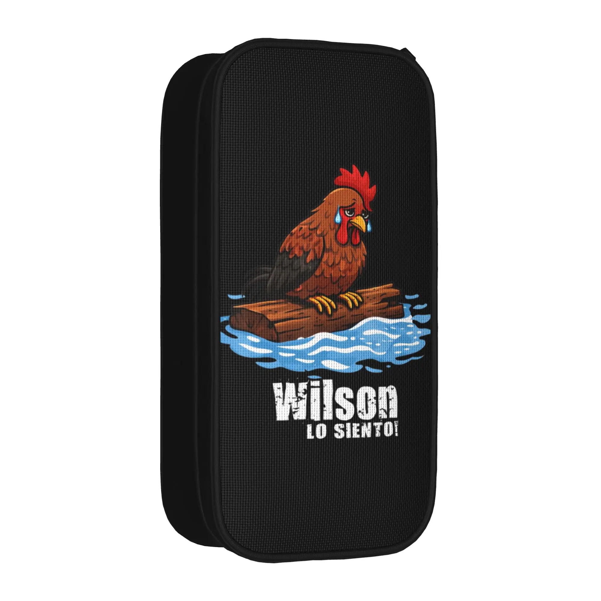 Wilson-Lo-Siento Chicken Meme Pencil Cases Funny Rooster Humor Pen Box Bag Student Large Storage School Pencil Box Stationery