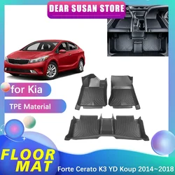 Car Floor Mat for Kia Forte Cerato K3 YD Koup Sedan 2014~2018 2015 2016 Foot TPE Liner Carpet Pad Custom Cover Rug Accessories