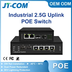 2.5G Uplink Gigabit Sfp Industriële Poe Switch 4/6 Poorten 2.5G Uplink Poe Industriële Schakelaar, 2/4*1000M Poe Rj45 Poorten 2*2.5G Sfp