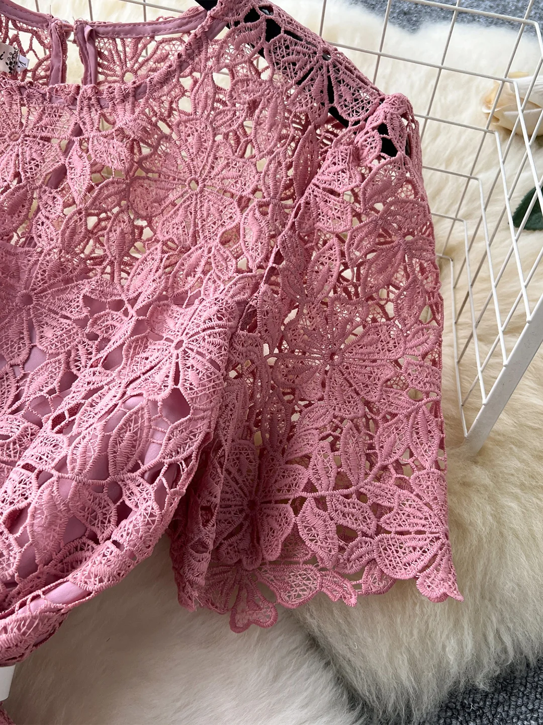 Croysier Round Neck Short Sleeve Dress With Belt Fashion Crochet Lace Elegant Casual Mini Dresses For Women Summer Clothes 2025