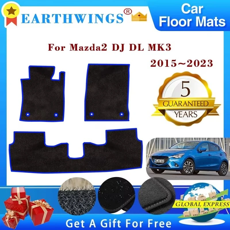 For Mazda2 DJ DL MK3 Mazda 2 2015~2023 2020 2022 Car Floor Mats Rugs Panel Footpads Anti-slip Carpet Cover Foot Pads Accessories