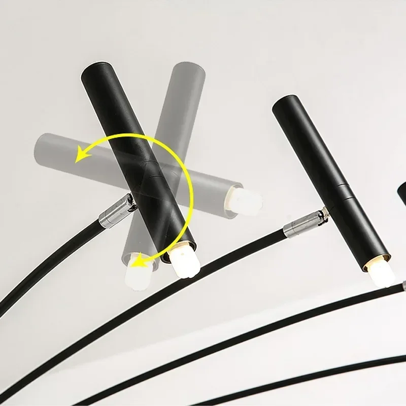 

Modern Black Metal Ceiling Chandelier Spotlights for Living Dining Room Bedroom Cafes Hall Indoor Pendant Lamp Luminaires