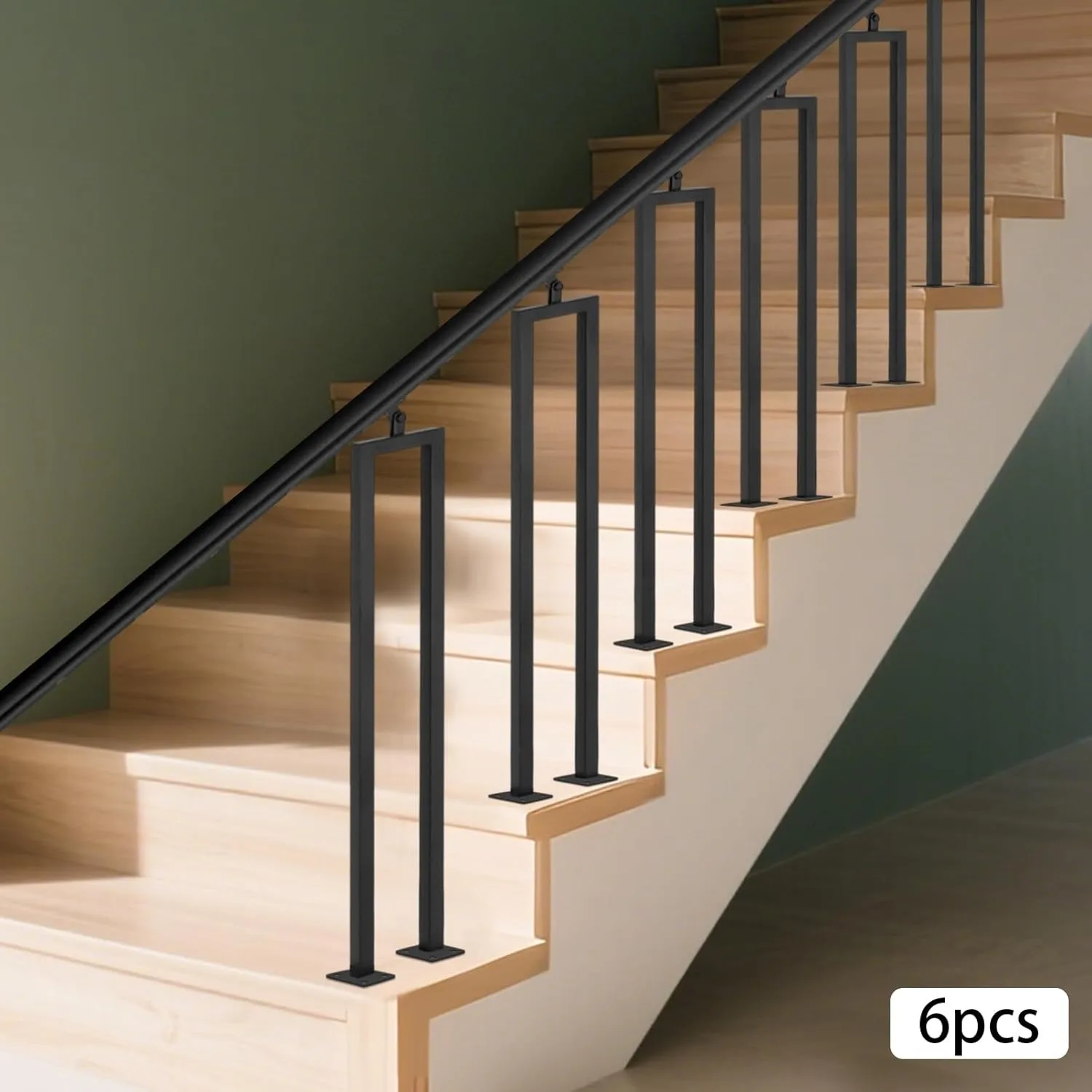 6Pcs U Shape Stair Balusters, 36'' Stair Handrails U Shaped Hand Rails Metal Staircase Handrail Railing Baluster for Stairs Hand