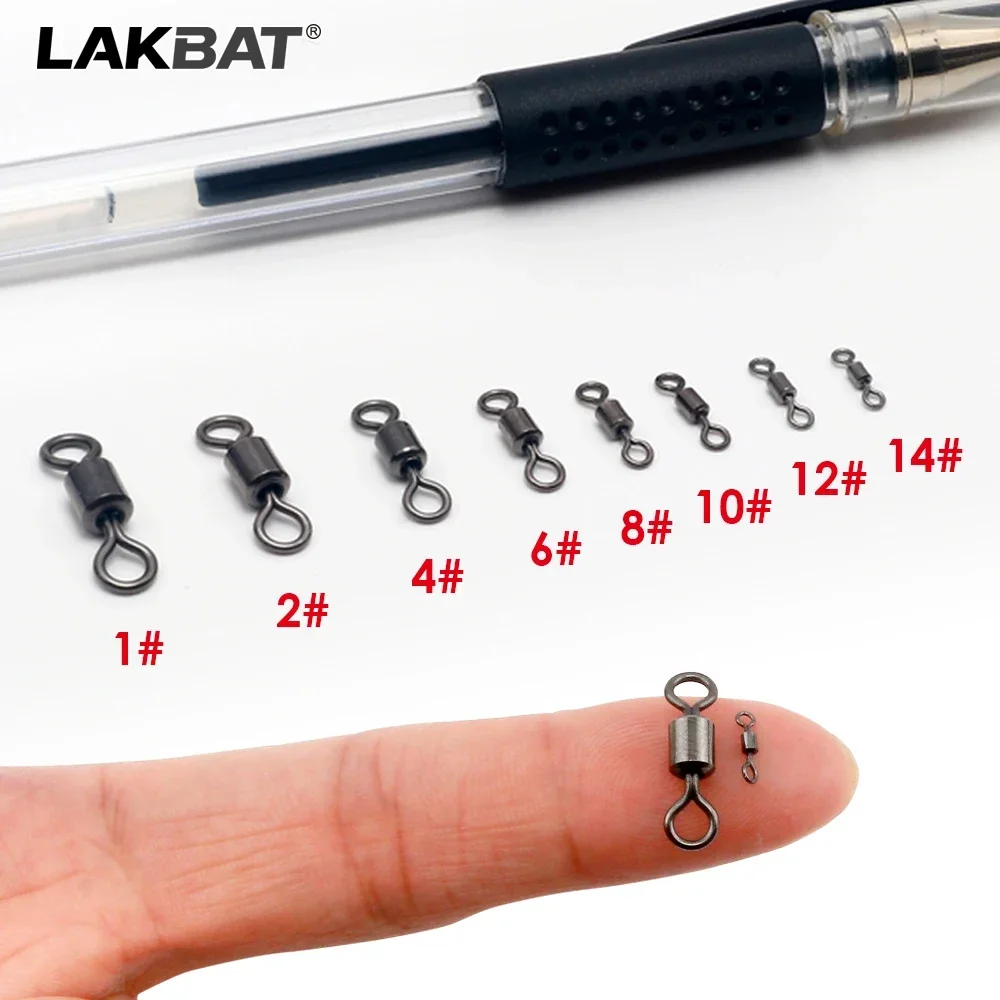 LAKBAT 100 Stück Edelstahl-Kugellager-Angelwirbel, drehbarer Verbinder für Salzwasser und Süßwasser, Angelzubehörbox, Köder- und Schnurwerkzeuge – Detail 5