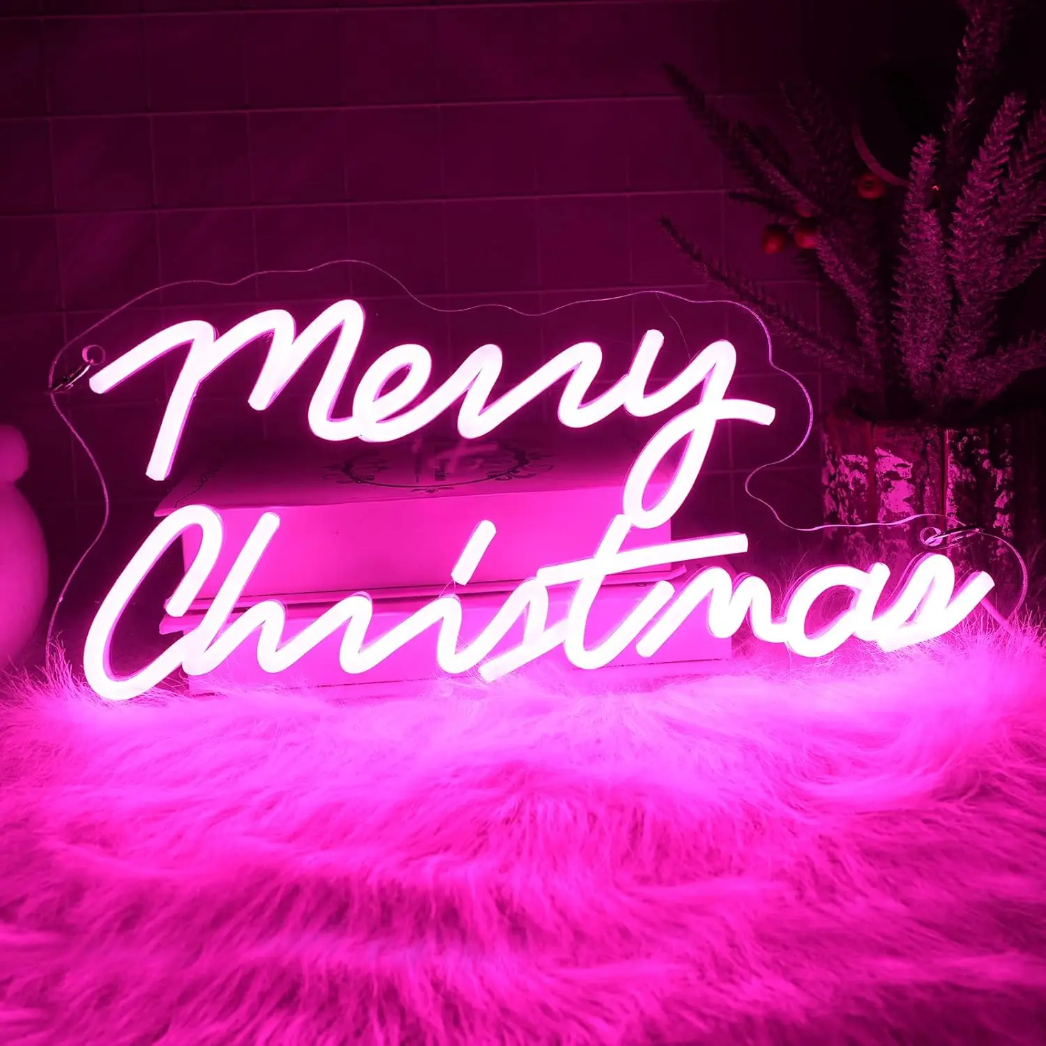 

15,75x7,4 ''Рождественская светодиодная вывеска с регулируемой яркостью, питание от USB, новогодний декор, Рождественская неоновая вывеска для рождественской елки, стены, дома, двора, комнаты, вечеринки