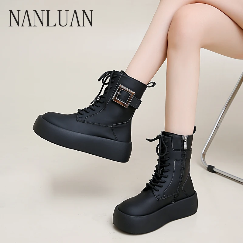 

2024 Boutique Autumn Women's Boots Comfortable Thick Sole Solid Color Short-cut Women's Shoes Hot Selling Fashion Women's Boots