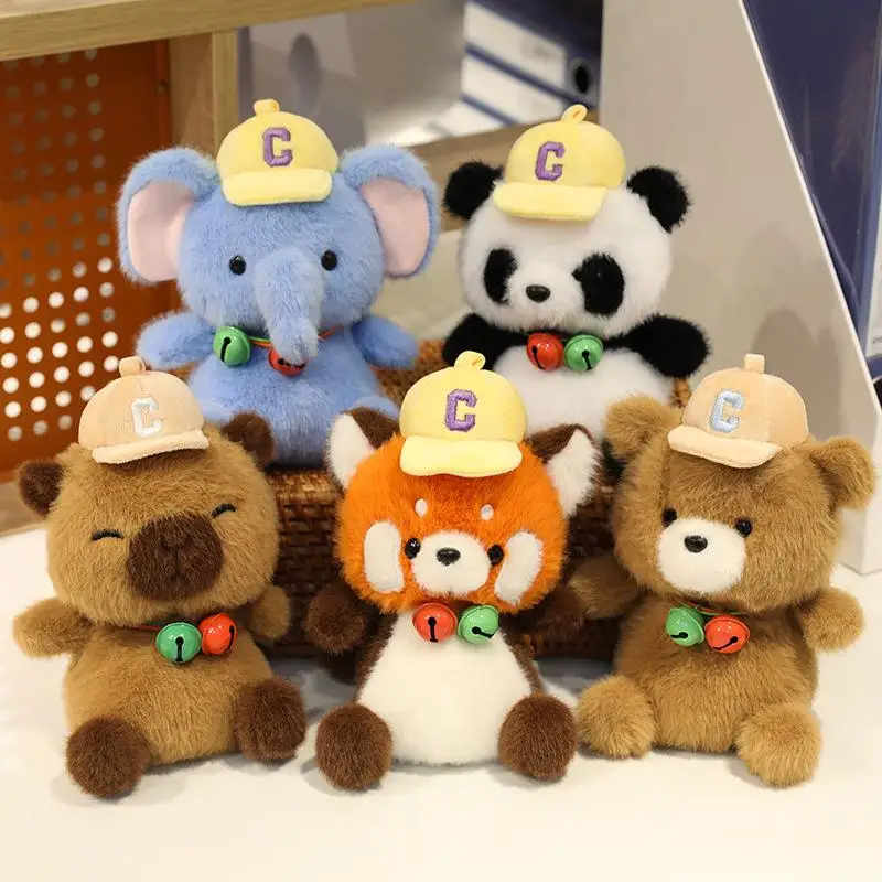 

Soft Elephant and Panda Plush Doll; Kids Accompany Capybara Doll; Adorable Raccoon Toy with Bell Hat; Fun Party Decoration