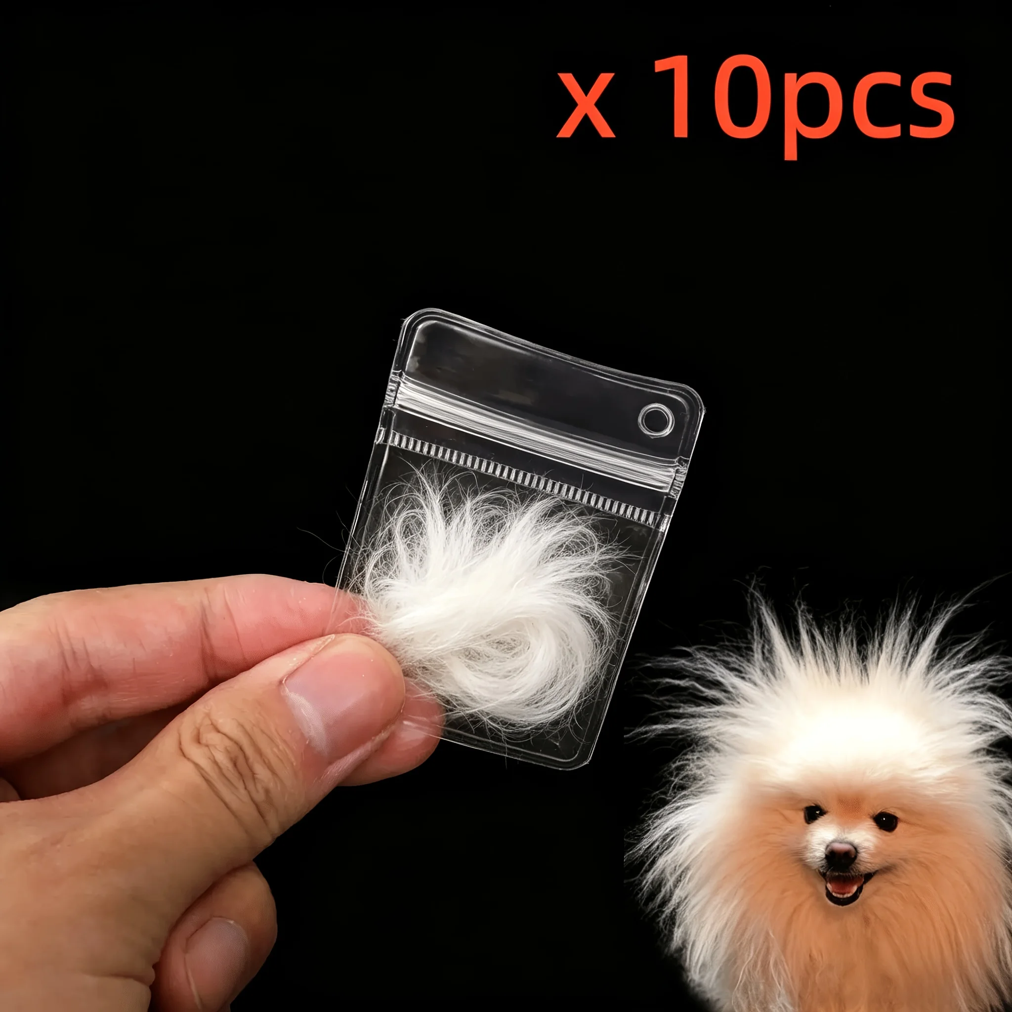 10pcs/pack PVC self sealing bag, pet hair collection commemorative bag, with hanging space for hanging