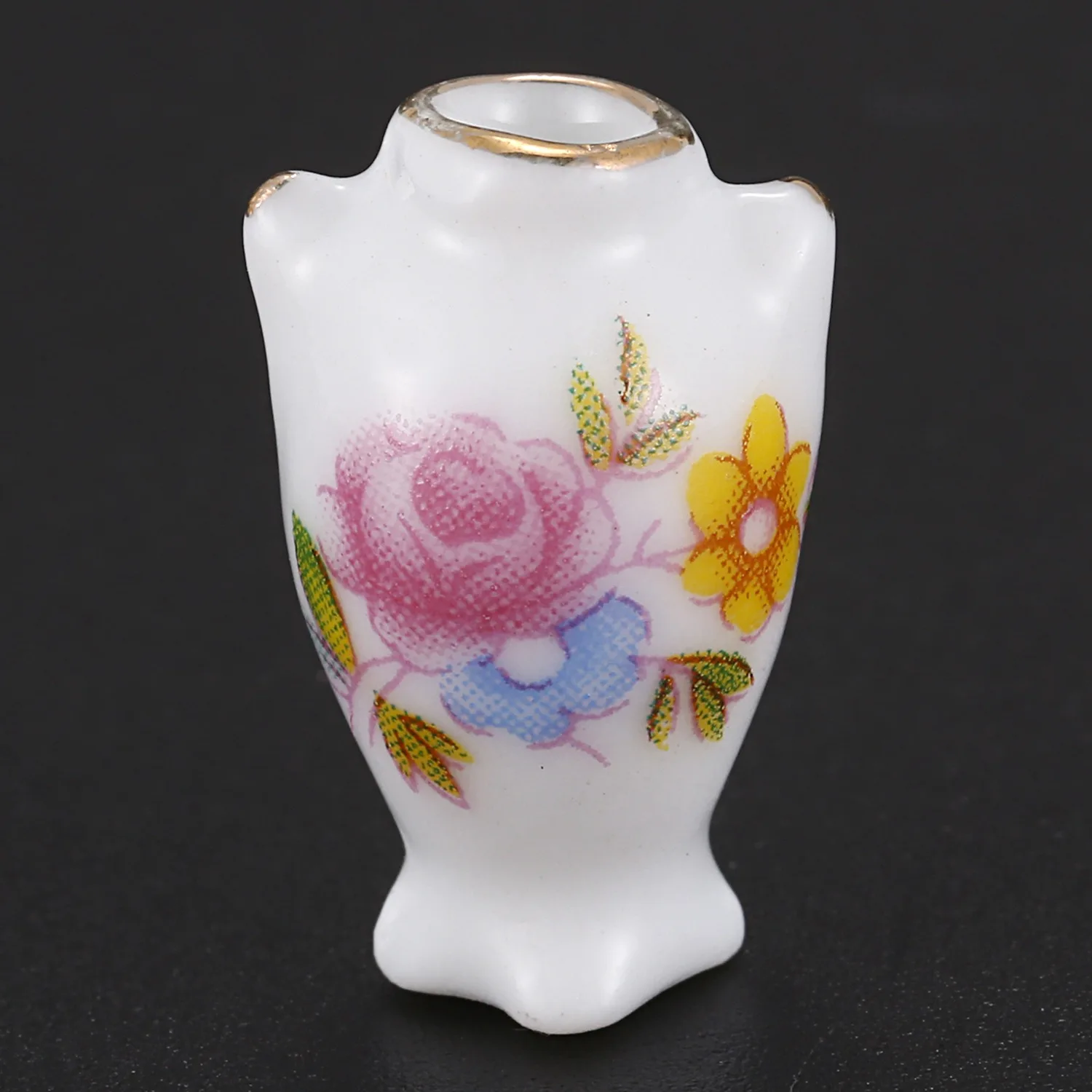 BAAA-Dollhosue Miniature Modern เซรามิคจีน Porcelain Rose แจกัน 7 ชิ้น