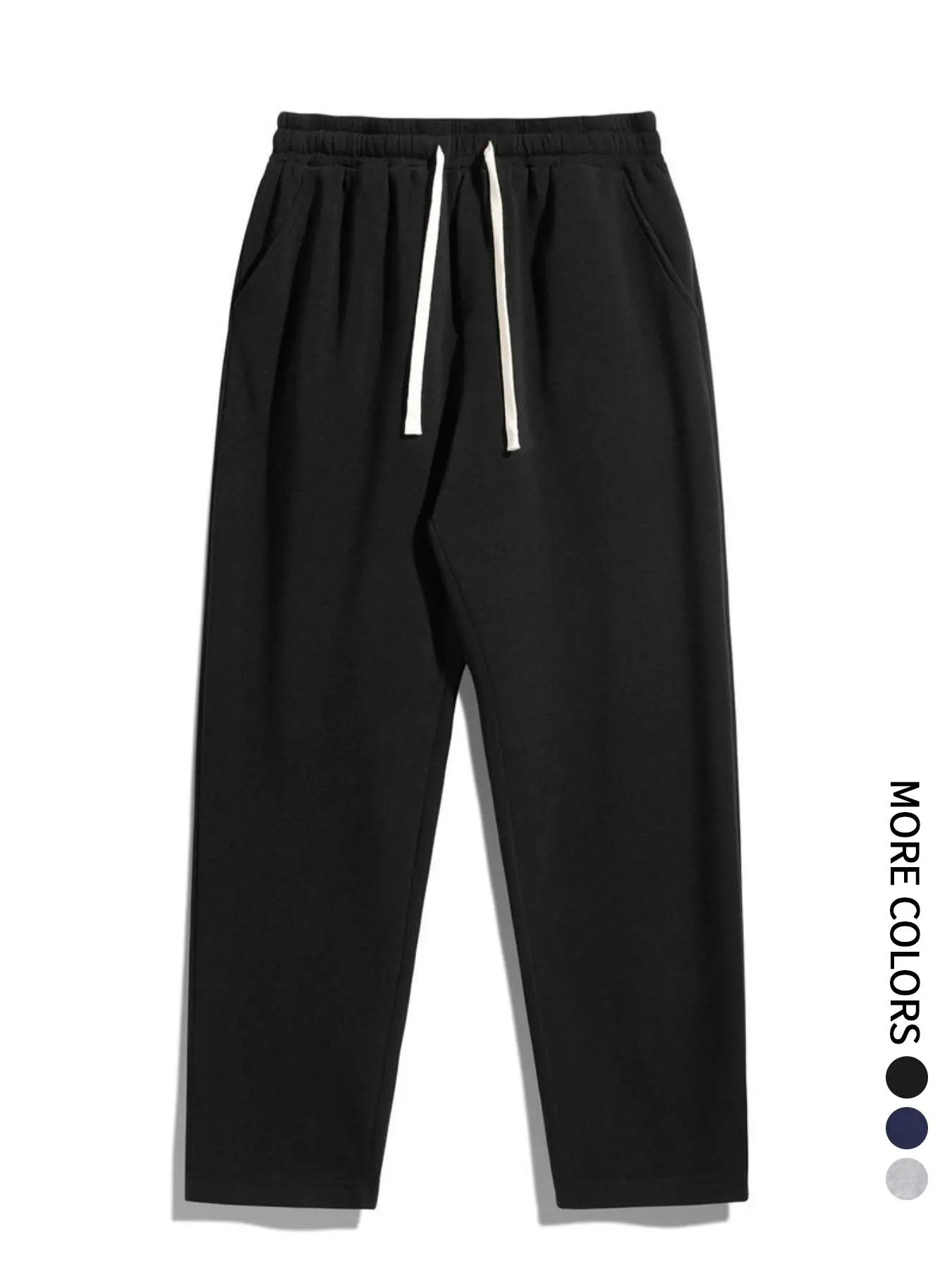 بنطال رياضي عادي بقصة عادية للرجال ذو ساق مستقيمة مع رباط وحزام خصر مطاطي، بنطلون محبوك، مناسب للاستخدام اليومي #3