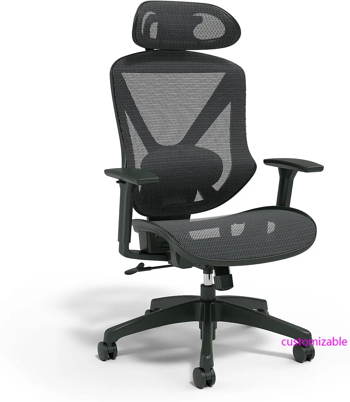 Dexley Ergonomischer Bügelstuhl mit Netzstoff, Schwarz (UN56946)