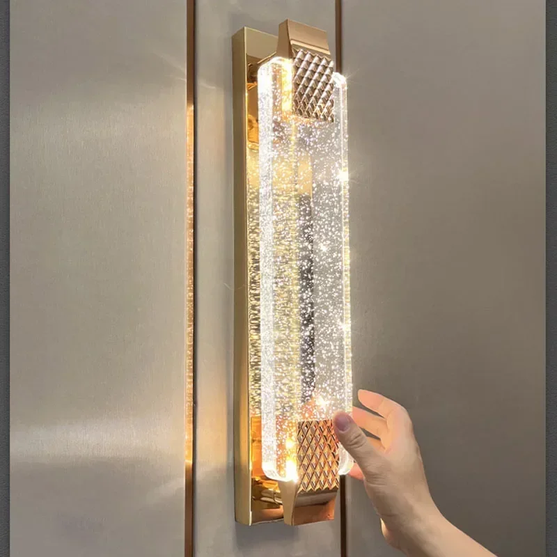 Modern Gold Luxury Rectangular Bubble Wall Lamp Bedroom Bedsides Living Room Background Decoration Indoor Light Fixtures