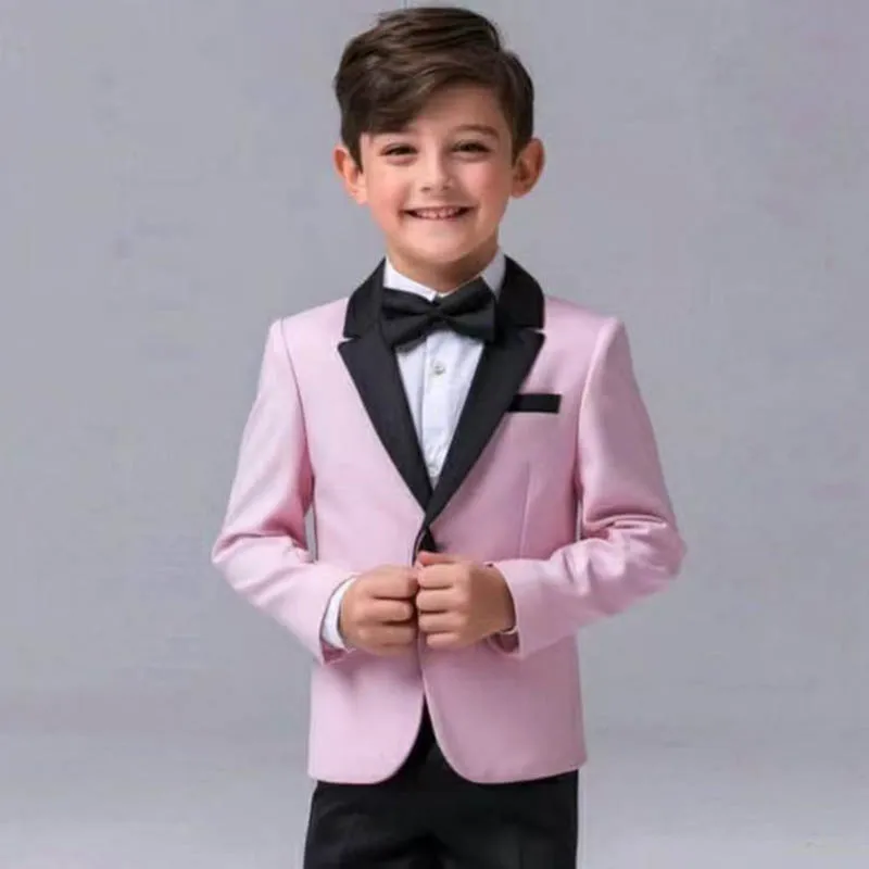 

Custom Made Boys Suits 2 Piece Jacket Pants Outfits Single Breasted Black Notch Lapel Formal Clildren Clothing For Wedding Party