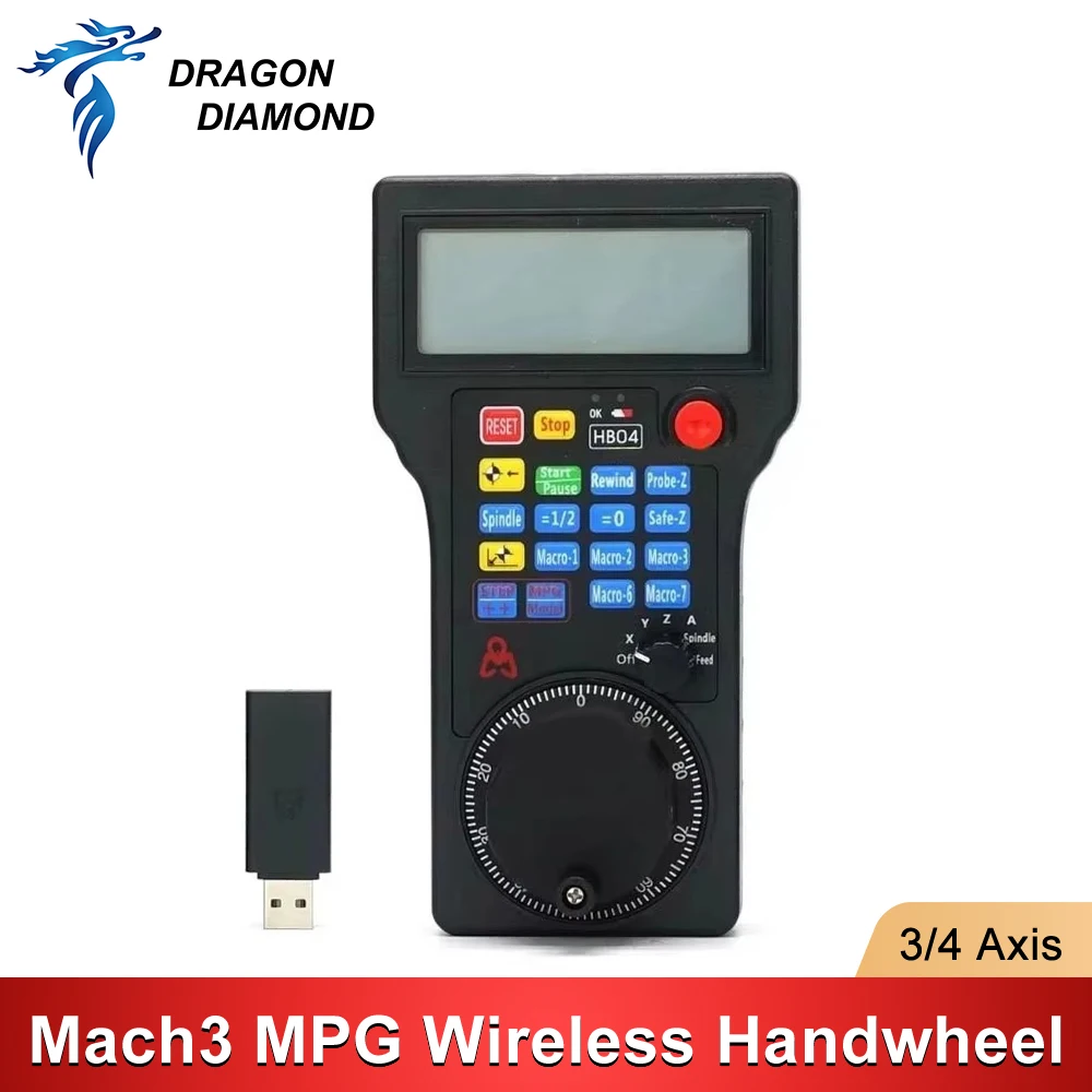 

CNC Mach3 4 Axis MPG Wireless Handwheel Mach3 Pendant Pulse 50PPR Optical Encoder Generator For CNC Router HB04 HB03