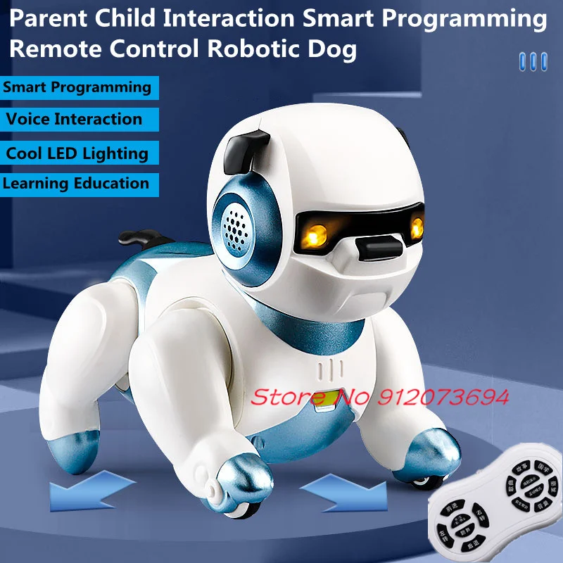 Parent Child Interaction Smart Programming Remote Control Robotic Dog Toy 2.4G Cool LED Lighting Voice Interaction RC Dog Toy