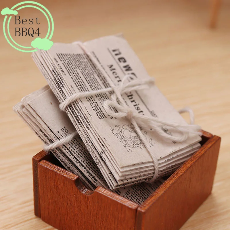 (BBQ4) mini Miniature Retro Newspaper Set Simulation Model Toys Home Furniture Accessories