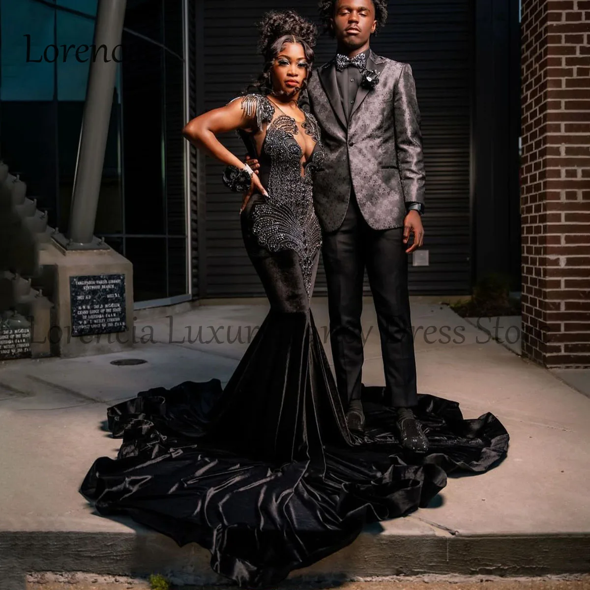 Sparkly Black Beaded Long Mermaid Prom Dresses For Black Girl Crystals Evening Party Gowns Sleeveless Diamond vestidos de gala