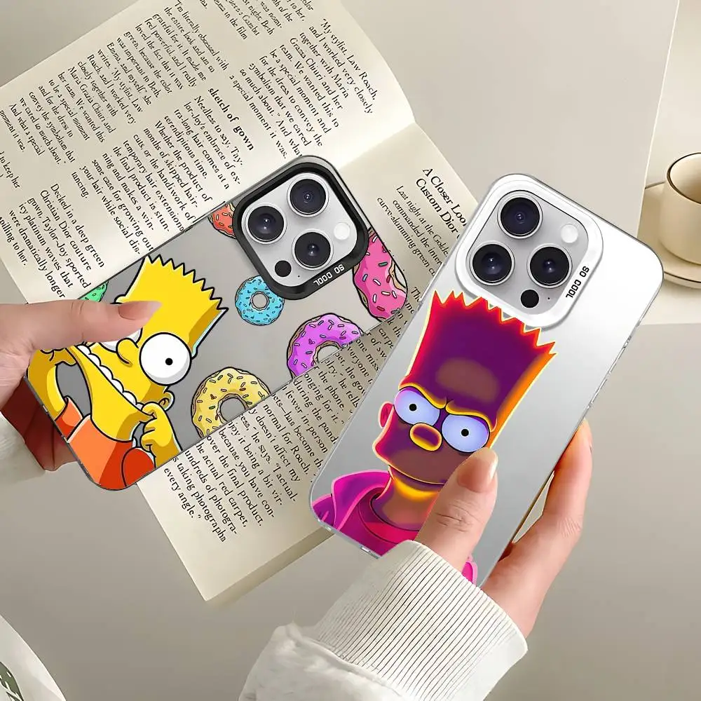 B-Bart Cool S-Sim-pson-s Phone Case Case For IPhone 17 16 15 14 13 12 Pro Max X XS XR Electroplate Silver IMD Shockproof Cover